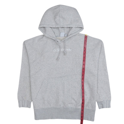 Adidas Women Grey Pullover Hoodie Small Logo Hooded Sweatshirt