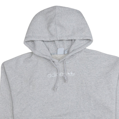 Adidas Women Grey Pullover Hoodie Small Logo Hooded Sweatshirt