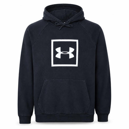 Front view of Under Armour Men's Black XL Pullover Hoodie Logo Fleece Sweatshirt