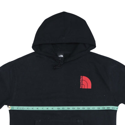 The North Face Womens Black Pullover Hoodie Small Red Logo Cotton Blend