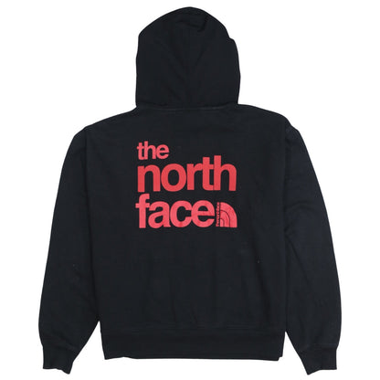 The North Face Womens Black Pullover Hoodie Small Red Logo Cotton Blend