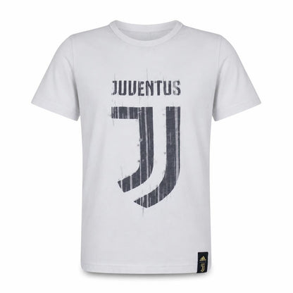 Front view of Adidas Men’s White Juventus Graphic T-Shirt, size M, Sports Fan Tee