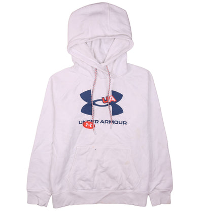 Under Armour Womens White Pullover Hoodie Size L Loose Fit UA Logo