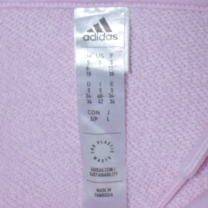 Adidas Women Pink Pullover Hoodie Small Logo Print Lined Hooded
