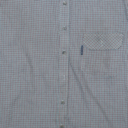 Dickies Men Blue Check Long Sleeve Cotton Button-Up Shirt M 15.5