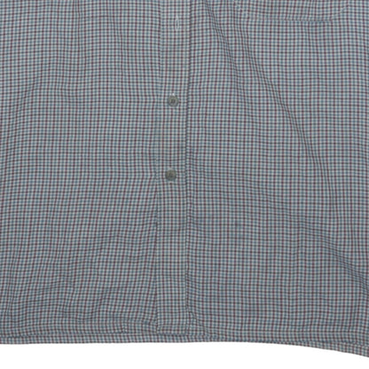 Dickies Men Blue Check Long Sleeve Cotton Button-Up Shirt M 15.5