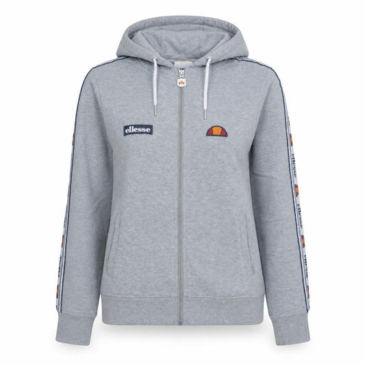 Front view of Ellesse women’s grey full zip hoodie uk 8 hooded sweatshirt