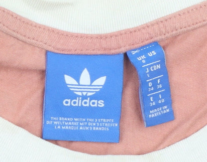 Adidas Womens Pink Ringer T-Shirt Size 8 Casual Cotton