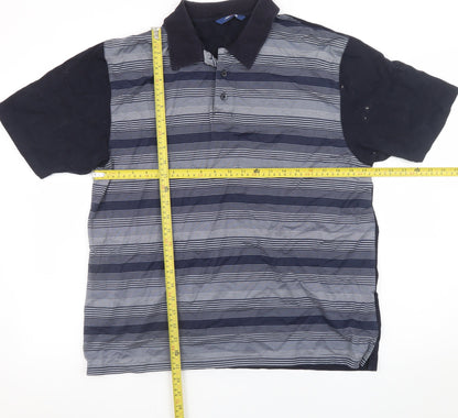 Westrock Men's Blue Striped Cotton Polo Shirt Size M