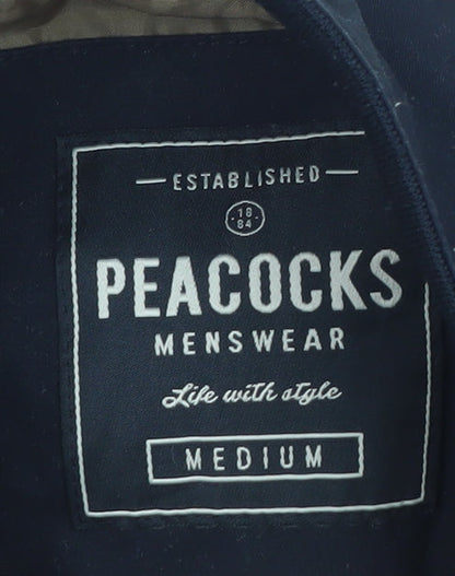 Peacocks Mens Blue Bomber Jacket Medium Cotton Blend Casual Zip