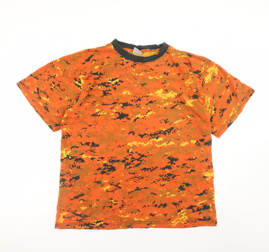 MMB Men's Orange Camouflage Cotton T-Shirt XXL Regular Fit