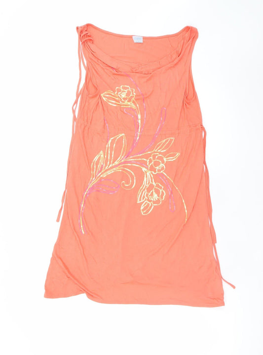 Oasis Women’s Orange Embroidered Shift Dress Size 10 Sleeveless