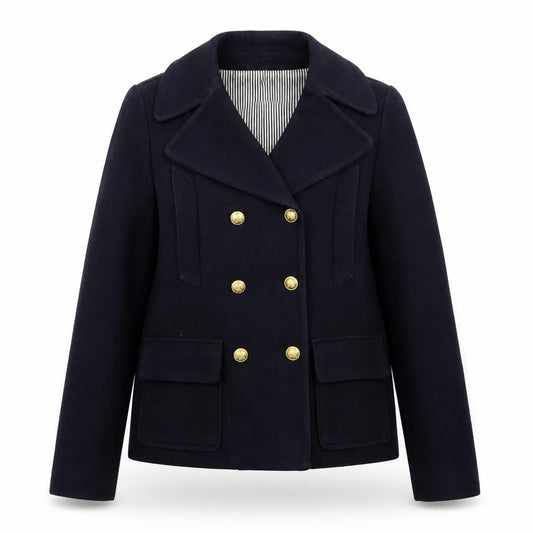 Gap Women's Blue Wool Pea Coat Jacket Medium Lined Double Breasted