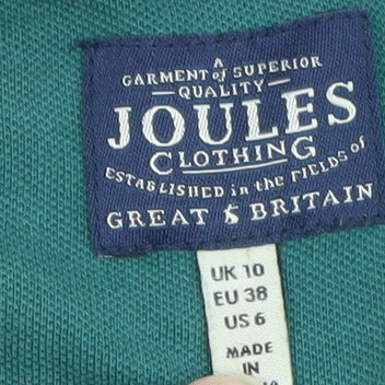 Joules Womens Green Polo Shirt Size 10 Collared Embroidered 100% Cotton