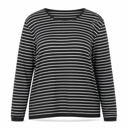 Next Women’s Black White Striped V-Neck Cotton Pullover Jumper 2XL