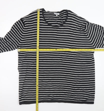Next Women’s Black White Striped V-Neck Cotton Pullover Jumper 2XL