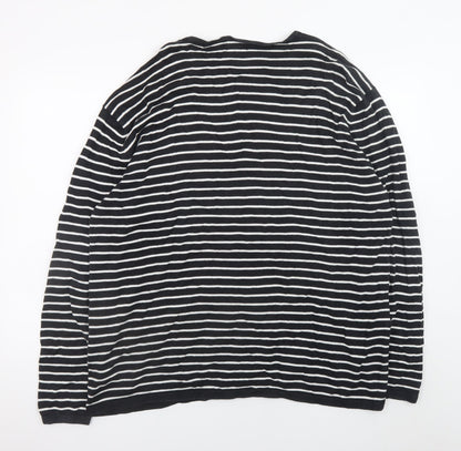 Next Women’s Black White Striped V-Neck Cotton Pullover Jumper 2XL