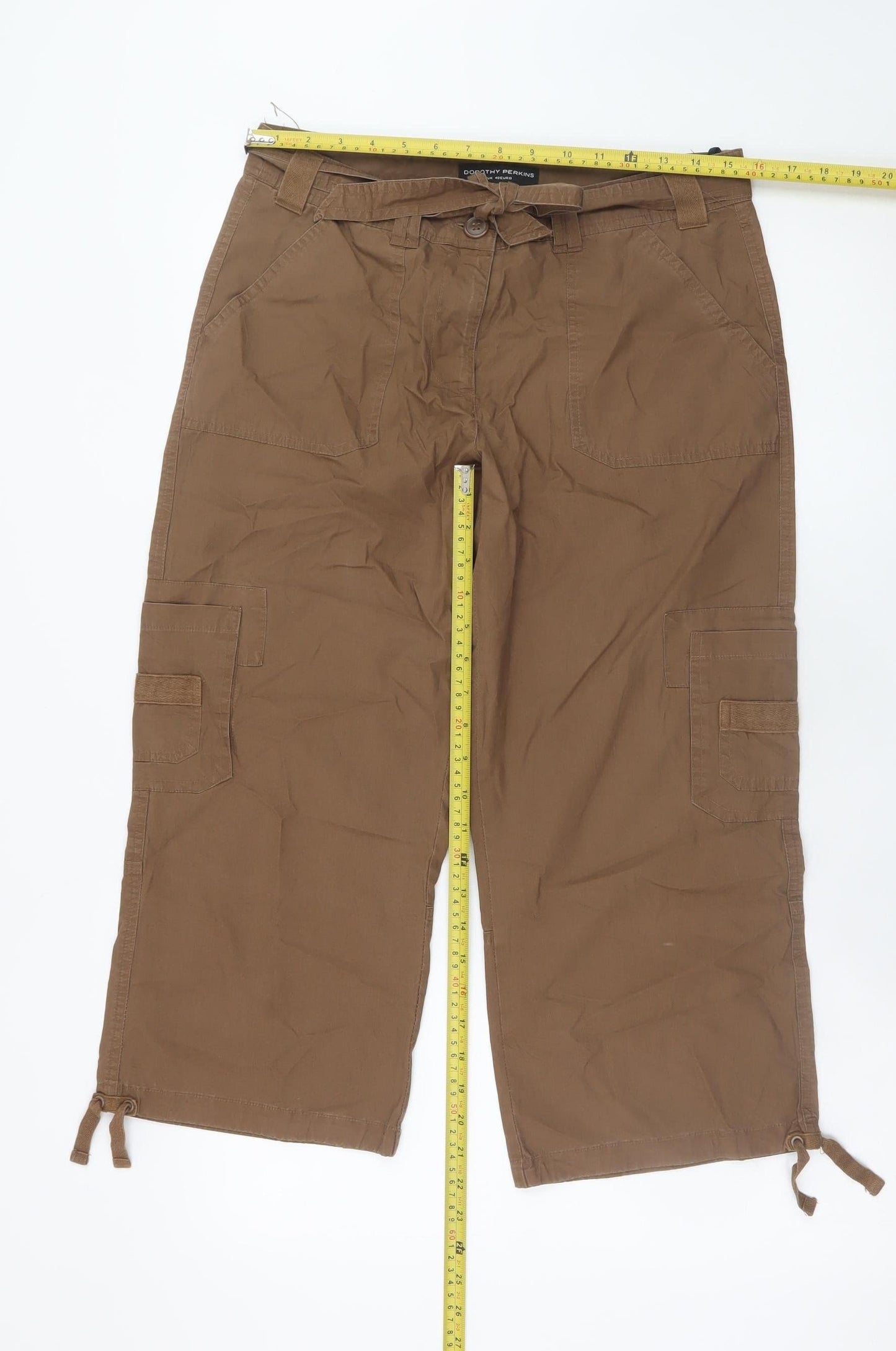 Dorothy Perkins Women Brown Cargo Trousers Size 12 Casual Twill Pants
