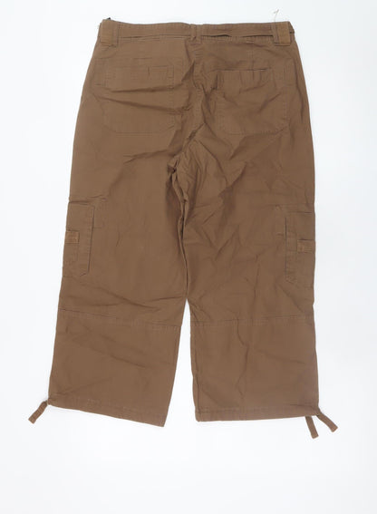 Dorothy Perkins Women Brown Cargo Trousers Size 12 Casual Twill Pants