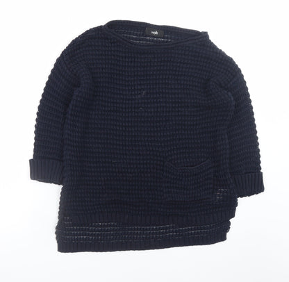 Wallis Women’s Blue Waffle-Knit Cotton Pullover Jumper Size S