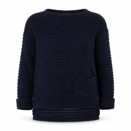 Wallis Women’s Blue Waffle-Knit Cotton Pullover Jumper Size S