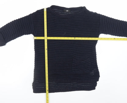 Wallis Women’s Blue Waffle-Knit Cotton Pullover Jumper Size S