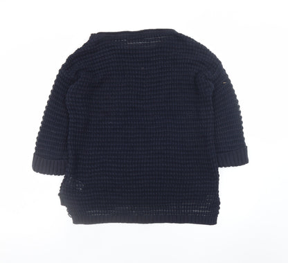 Wallis Women’s Blue Waffle-Knit Cotton Pullover Jumper Size S