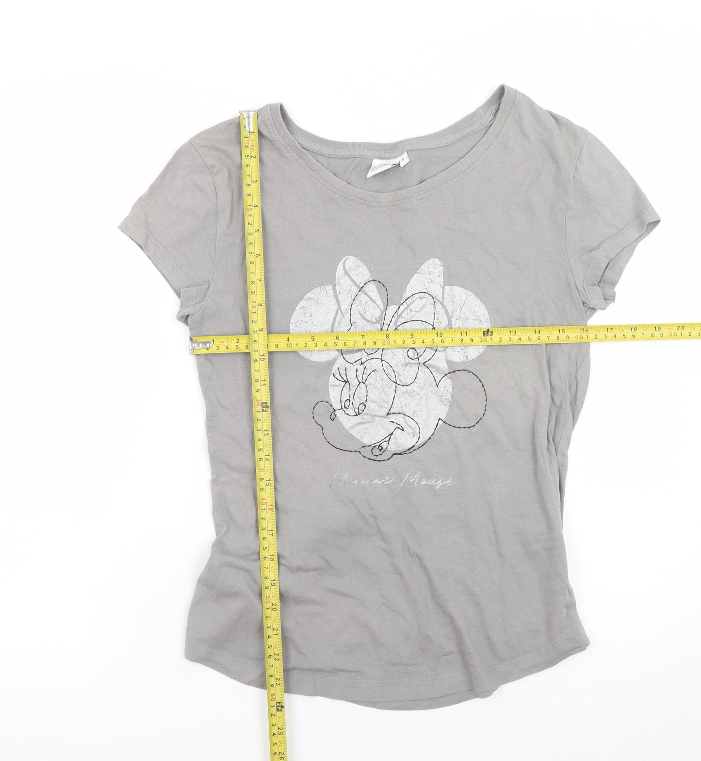 Disney Minnie Mouse Grey Women's S Cotton T-Shirt