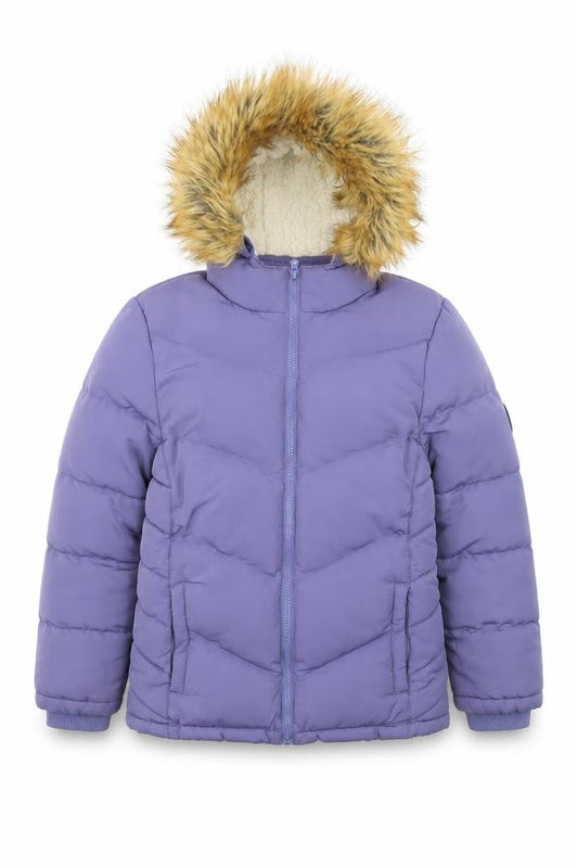 SoulCal & Co Teens Purple Hooded Puffer Jacket 12 Lined Winter Coat