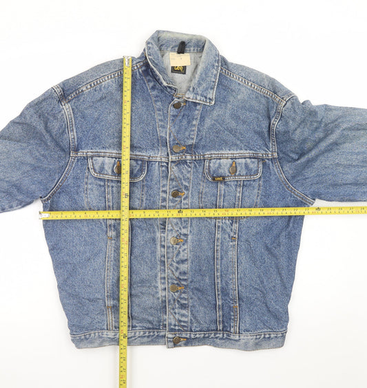 Lee Men's Blue Denim Rider Jacket M Retro Cotton Western Style