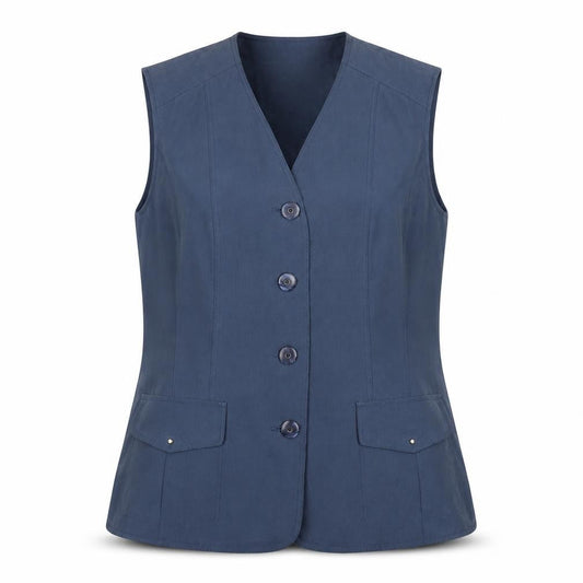 Lebek Women's Blue Sleeveless Button Basic Blouse Size 12