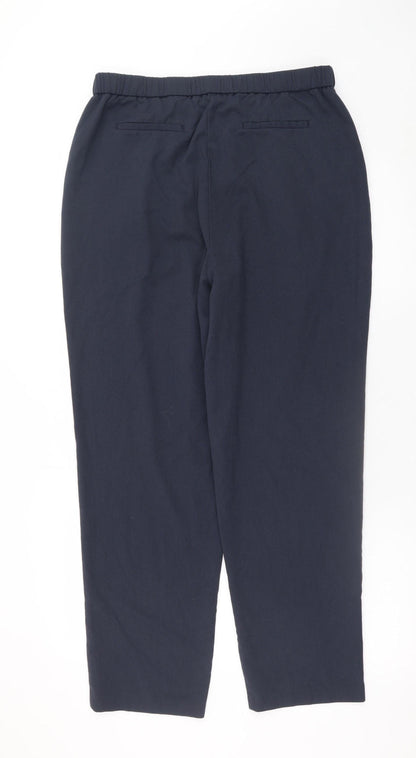 Marks and Spencer Women's Blue Regular Fit Pleated Trousers Size 14