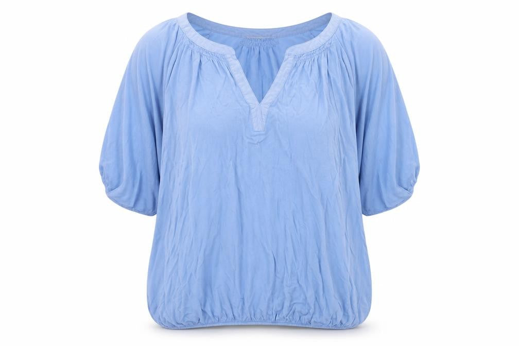 Jigsaw Women's Blue V-Neck Short Sleeve Tunic Blouse Size S