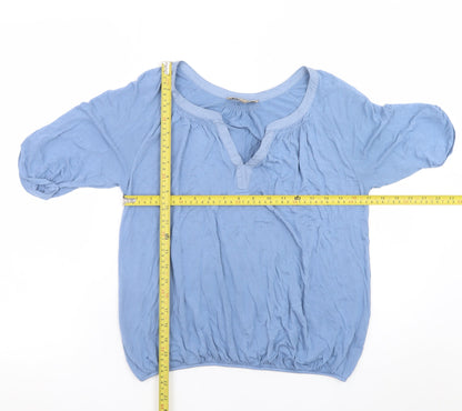 Jigsaw Women's Blue V-Neck Short Sleeve Tunic Blouse Size S