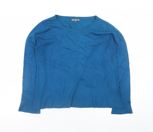 Jigsaw Women Blue M Viscose Blend Crew Neck Long Sleeve Pullover Jumper