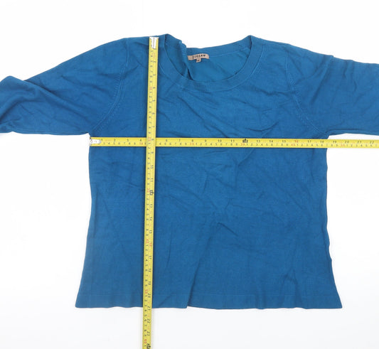 Jigsaw Women Blue M Viscose Blend Crew Neck Long Sleeve Pullover Jumper