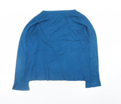 Jigsaw Women Blue M Viscose Blend Crew Neck Long Sleeve Pullover Jumper