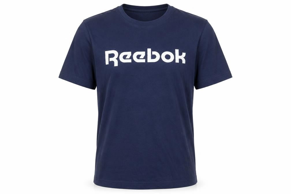 Reebok Men's Blue Logo Cotton Crew Neck Short Sleeve T-Shirt Size L