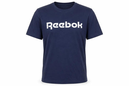 Reebok Men's Blue Logo Cotton Crew Neck Short Sleeve T-Shirt Size L