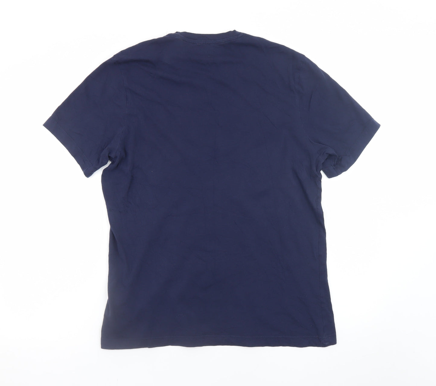 Reebok Men's Blue Logo Cotton Crew Neck Short Sleeve T-Shirt Size L