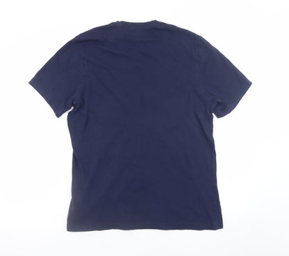 Reebok Men's Blue Logo Cotton Crew Neck Short Sleeve T-Shirt Size L