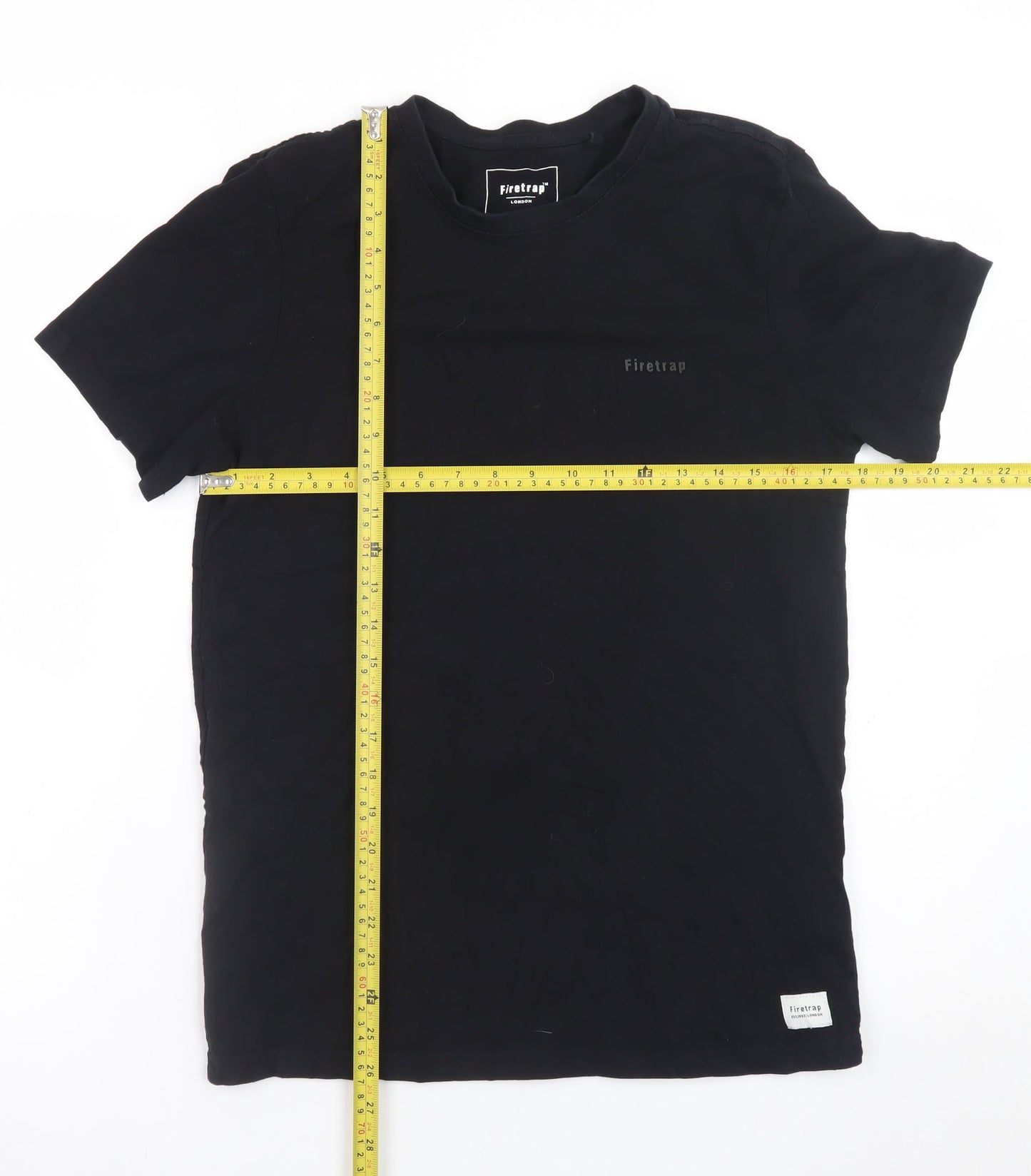 Firetrap Men's Black Cotton Crew Neck Short Sleeve T-Shirt M