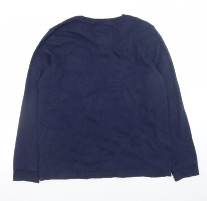 Dissident Men's Navy Long Sleeve Cotton V-Neck T-Shirt Size L