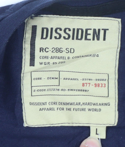 Dissident Men's Navy Long Sleeve Cotton V-Neck T-Shirt Size L