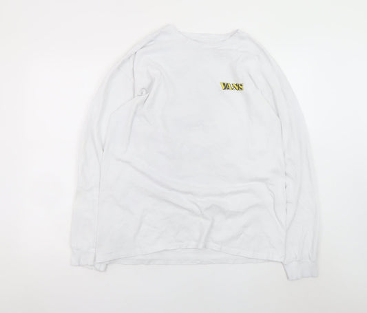 Vans Men's White Long Sleeve Dragon Graphic Classic Fit T-Shirt Size L