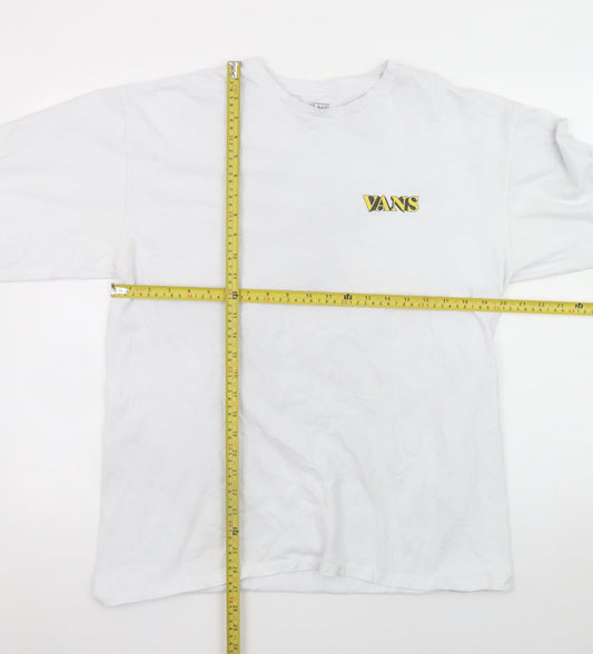 Vans Men's White Long Sleeve Dragon Graphic Classic Fit T-Shirt Size L