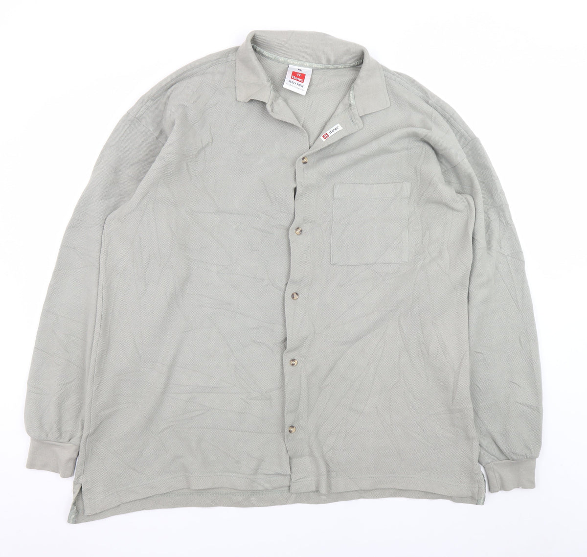 Hanes Men’s Grey XL Cotton Collared Button Basic Jacket
