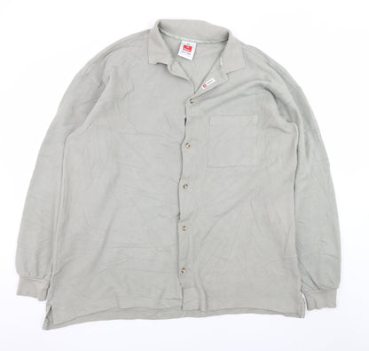 Hanes Men’s Grey XL Cotton Collared Button Basic Jacket