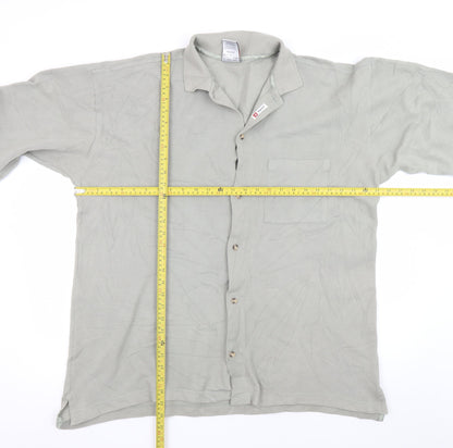 Hanes Men’s Grey XL Cotton Collared Button Basic Jacket