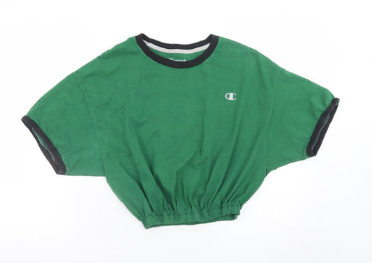 Champion Women's Green Cropped Relaxed Fit T-Shirt XL